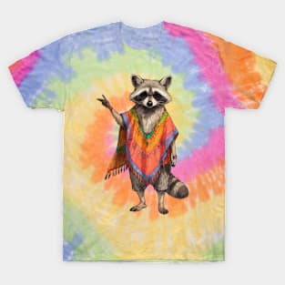 Raccoon Wearing a Poncho T-Shirt